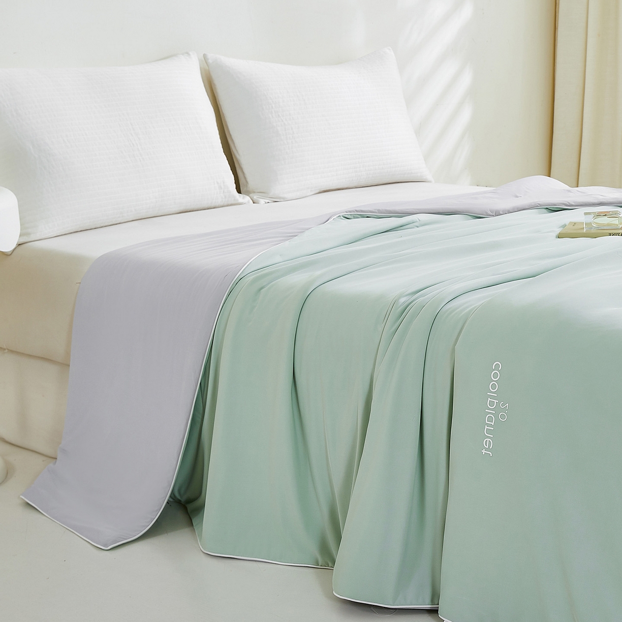 91家纺网 家纺一手货源 找家纺 眠势力 2026新款锦氨凉感夏被空调被夏凉被 水漾绿