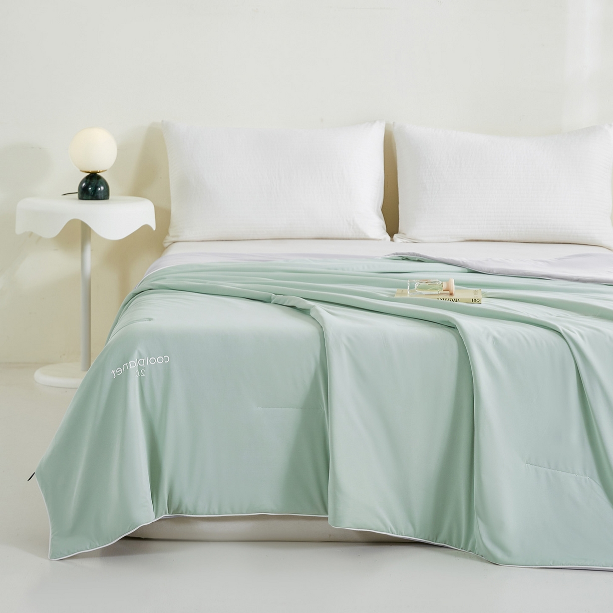 91家纺网 家纺一手货源 找家纺 眠势力 2026新款锦氨凉感夏被空调被夏凉被 水漾绿