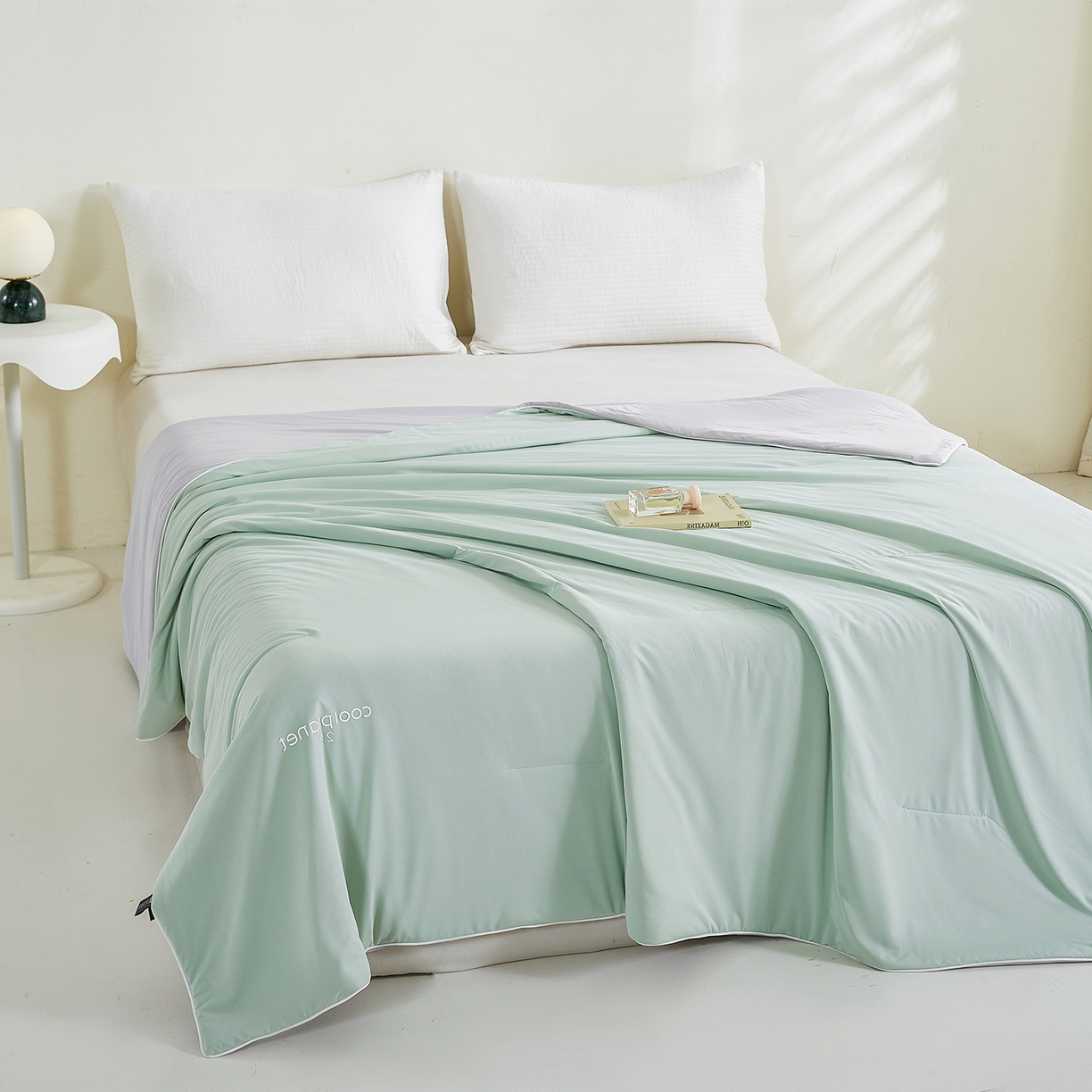 91家纺网 家纺一手货源 找家纺 眠势力 2026新款锦氨凉感夏被空调被夏凉被 水漾绿