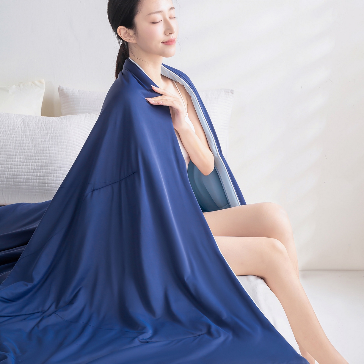 91家纺网 家纺一手货源 找家纺 眠势力 2026新款锦氨凉感夏被空调被夏凉被 深睡蓝