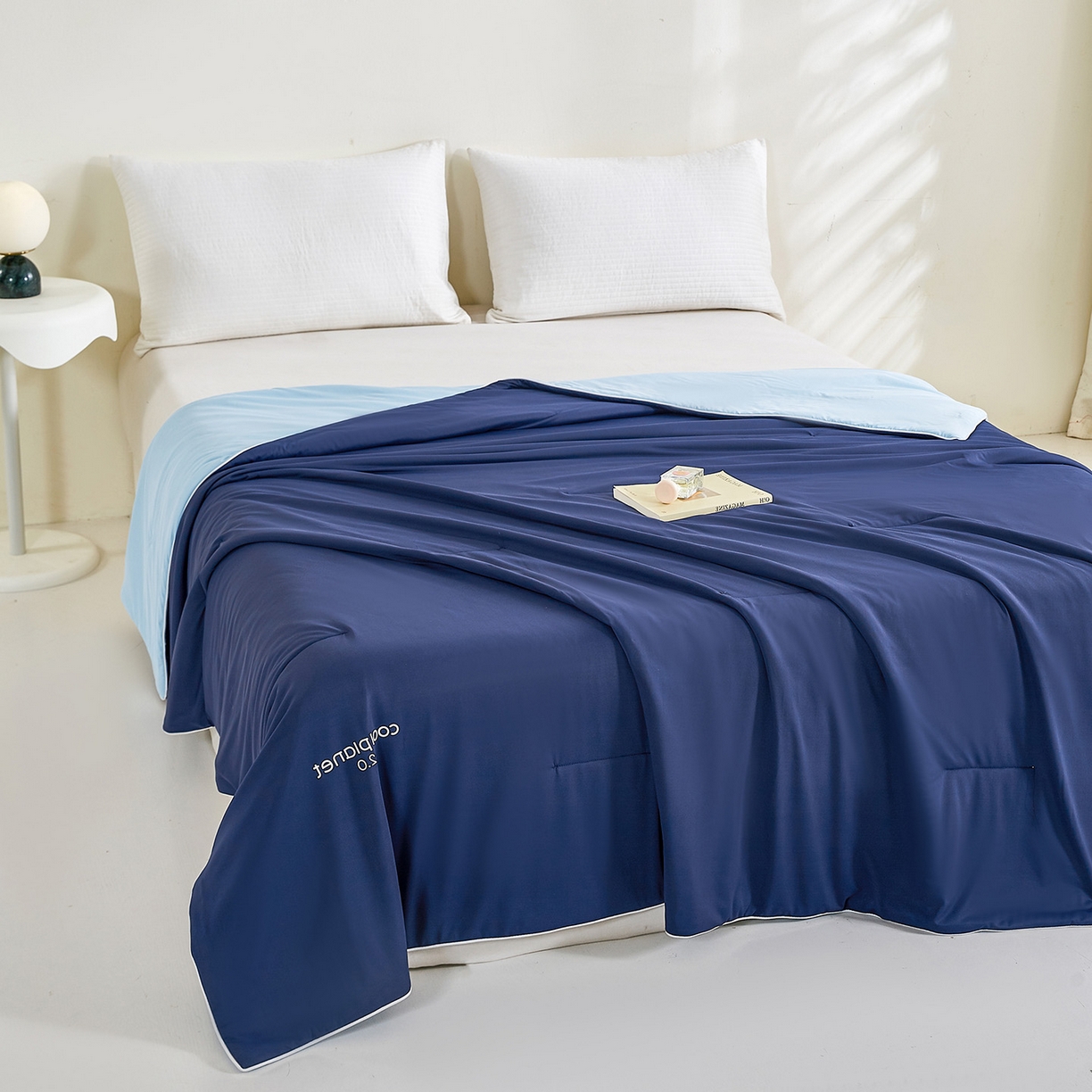 91家纺网 家纺一手货源 找家纺 眠势力 2026新款锦氨凉感夏被空调被夏凉被 深睡蓝