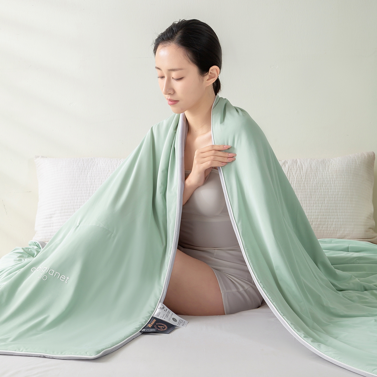 91家纺网 家纺一手货源 找家纺 眠势力 2026新款锦氨凉感夏被空调被夏凉被 水漾绿