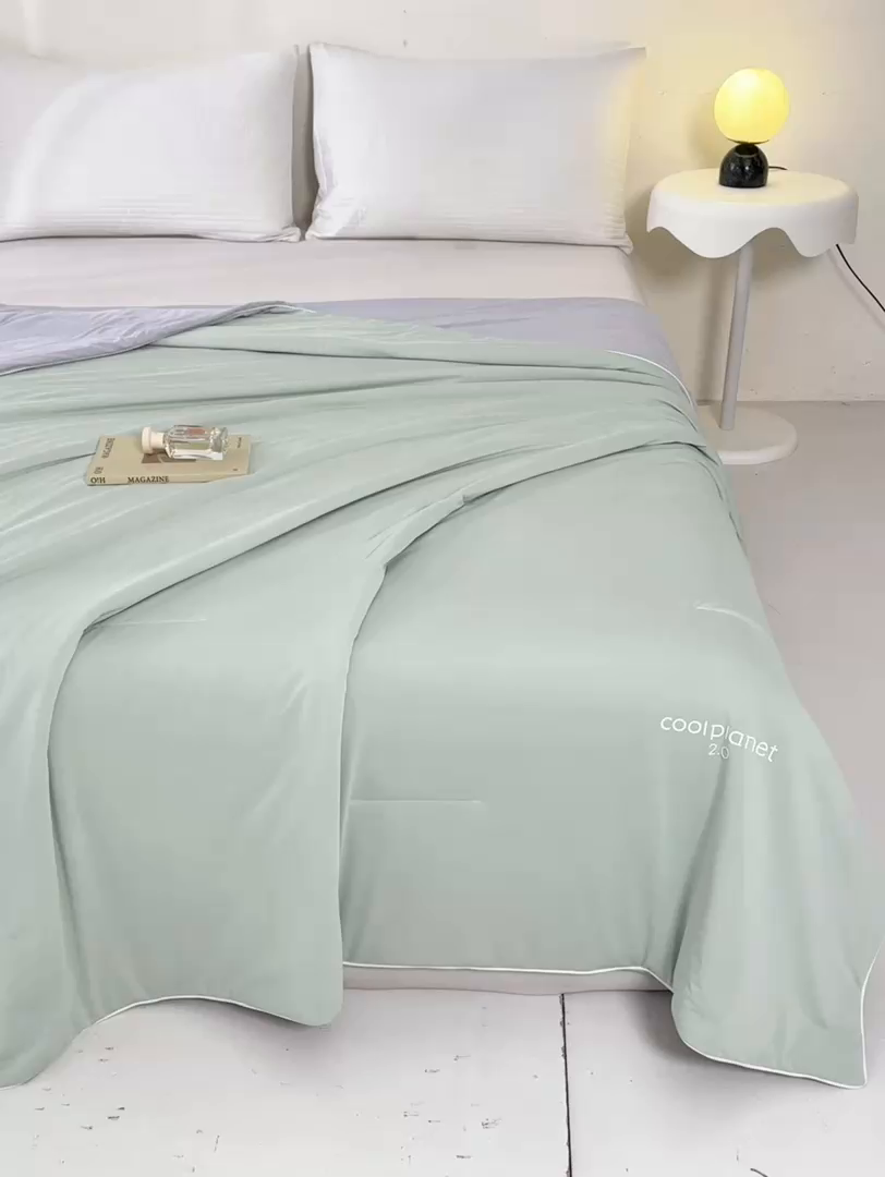 91家纺网 家纺一手货源 找家纺 眠势力 2026新款锦氨凉感夏被空调被夏凉被 水漾绿