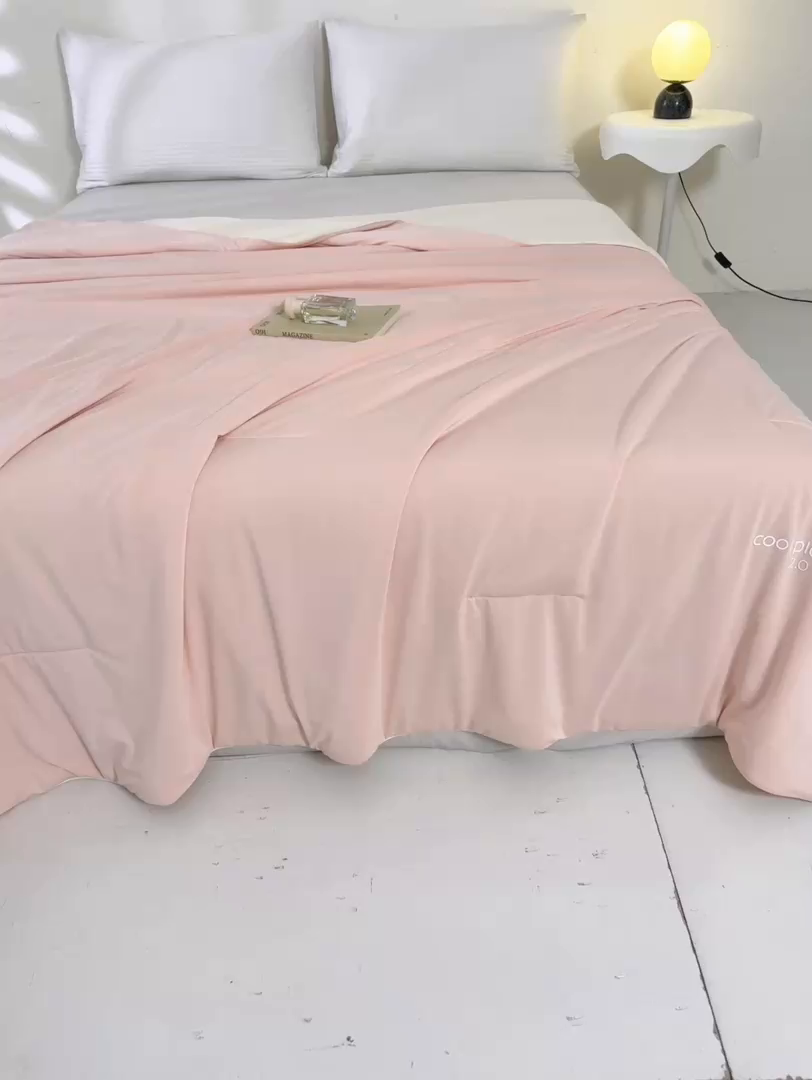 91家纺网 家纺一手货源 找家纺 眠势力 2026新款锦氨凉感夏被空调被夏凉被 桃屿粉