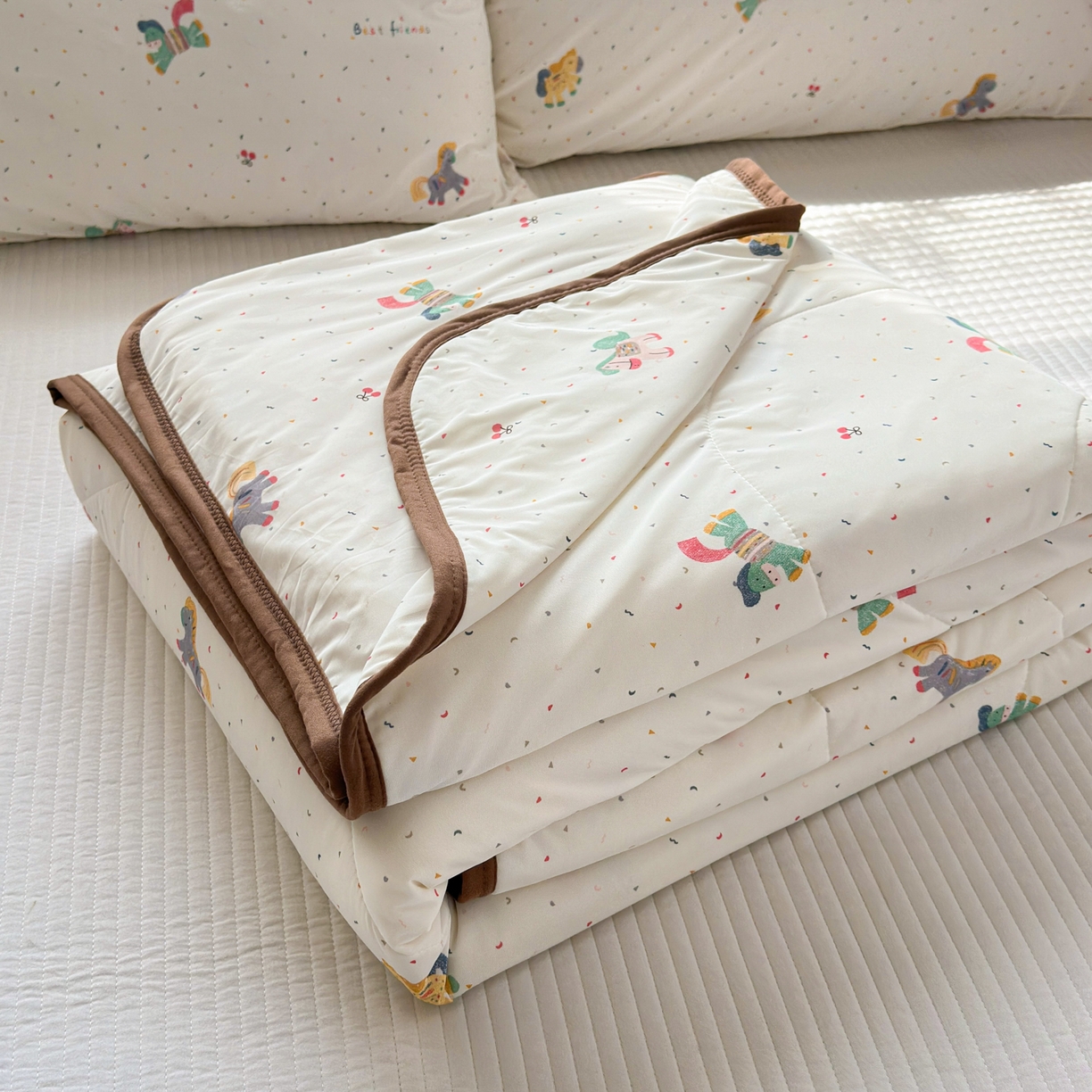 91家纺网 家纺一手货源 找家纺 希诺家居 2026春夏新款仿锦氨小冰皮凉感夏被空调被 彩马日记