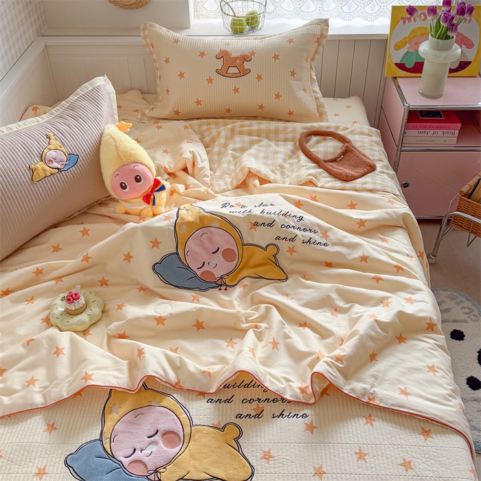 暖生活 2026新款工艺款全棉水洗棉夏被四件套夏凉被空调被 晚安星星