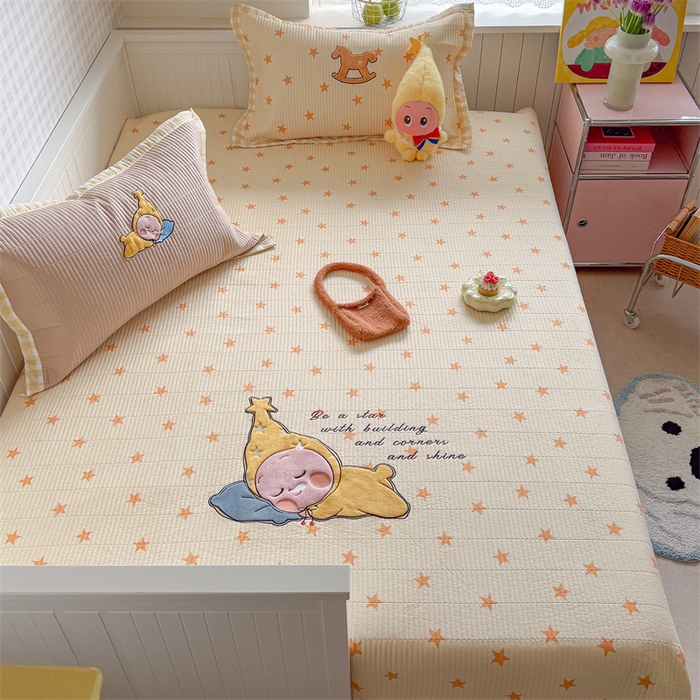 91家纺网 家纺一手货源 找家纺 暖生活 2026新款工艺款全棉水洗棉夏被四件套夏凉被空调被 晚安星星