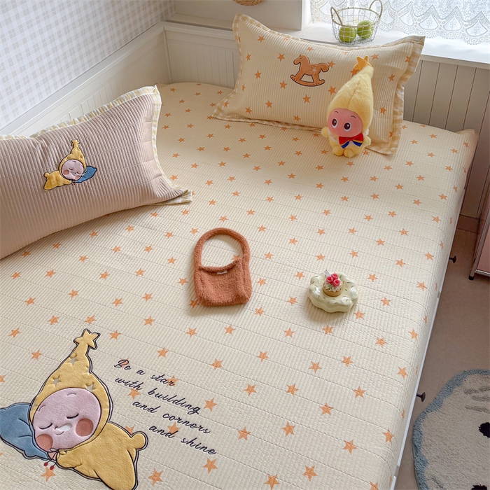 91家纺网 家纺一手货源 找家纺 暖生活 2026新款工艺款全棉水洗棉夏被四件套夏凉被空调被 晚安星星