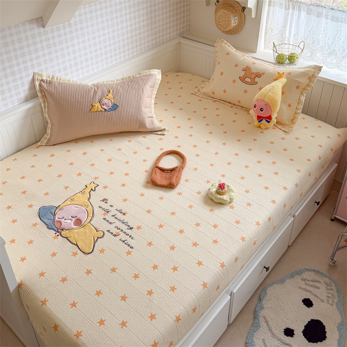 91家纺网 家纺一手货源 找家纺 暖生活 2026新款工艺款全棉水洗棉夏被四件套夏凉被空调被 晚安星星