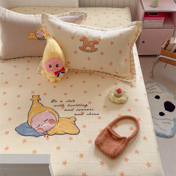 91家纺网 家纺一手货源 找家纺 暖生活 2026新款工艺款全棉水洗棉夏被四件套夏凉被空调被 晚安星星