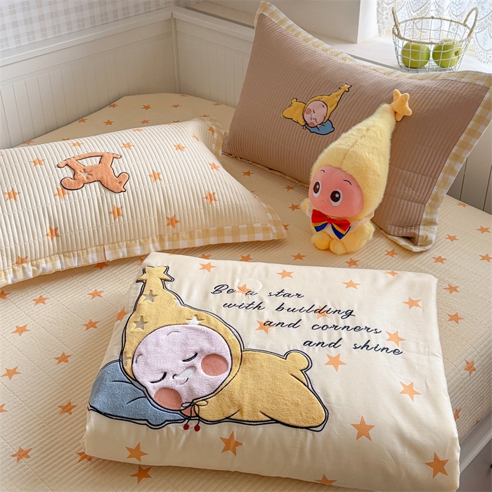 91家纺网 家纺一手货源 找家纺 暖生活 2026新款工艺款全棉水洗棉夏被四件套夏凉被空调被 晚安星星