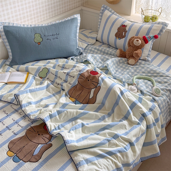 91家纺网 家纺一手货源 找家纺 暖生活 2026新款工艺款全棉水洗棉夏被四件套夏凉被空调被 小树喵