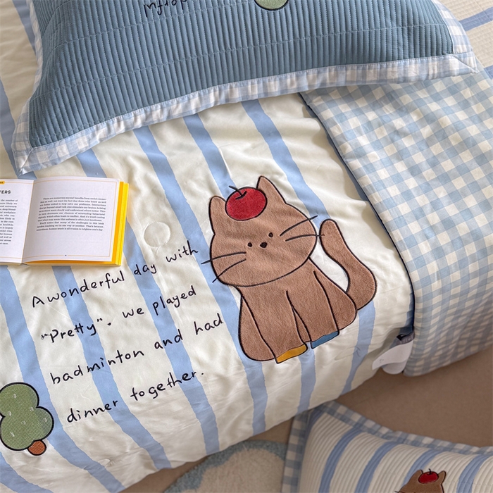 91家纺网 家纺一手货源 找家纺 暖生活 2026新款工艺款全棉水洗棉夏被四件套夏凉被空调被 小树喵