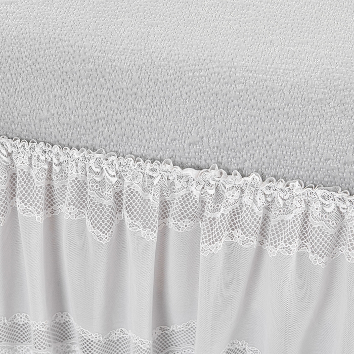 91家纺网 家纺一手货源 找家纺 畅畅家纺 2026新款提花面料530克PE凉感因子冰豆豆凉席床裙三件套 山水-灰