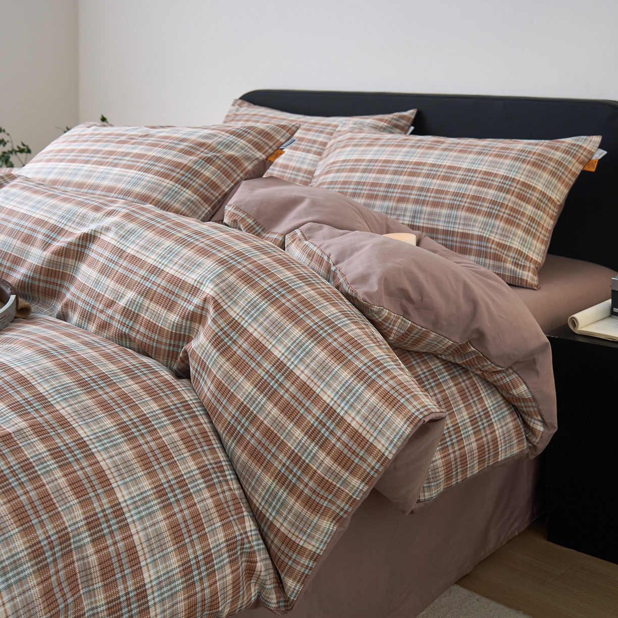 91家纺网 家纺一手货源 找家纺 （总）女子家纺 2026新款全棉13070简约格子系列四件套