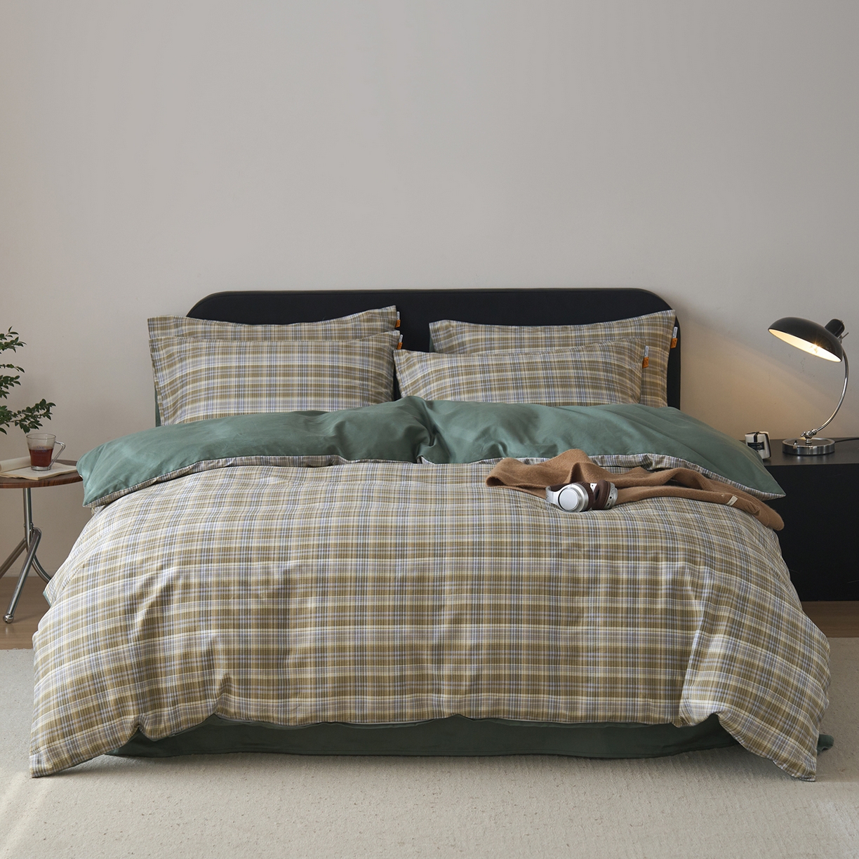 91家纺网 家纺一手货源 找家纺 （总）女子家纺 2026新款全棉13070简约格子系列四件套