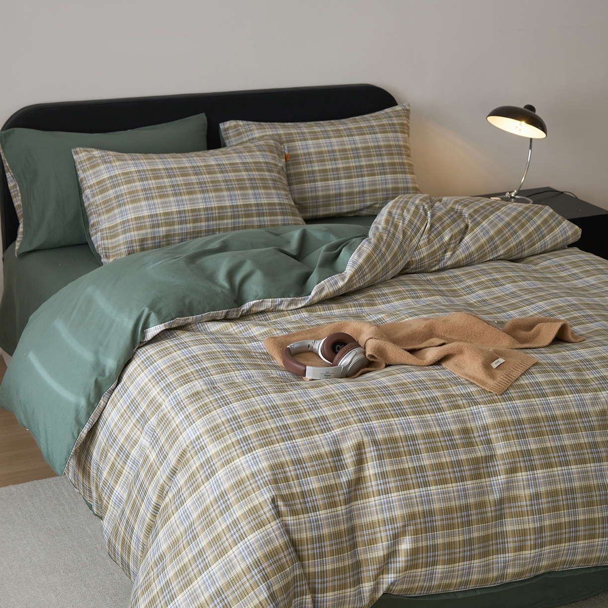 91家纺网 家纺一手货源 找家纺 （总）女子家纺 2026新款全棉13070简约格子系列四件套