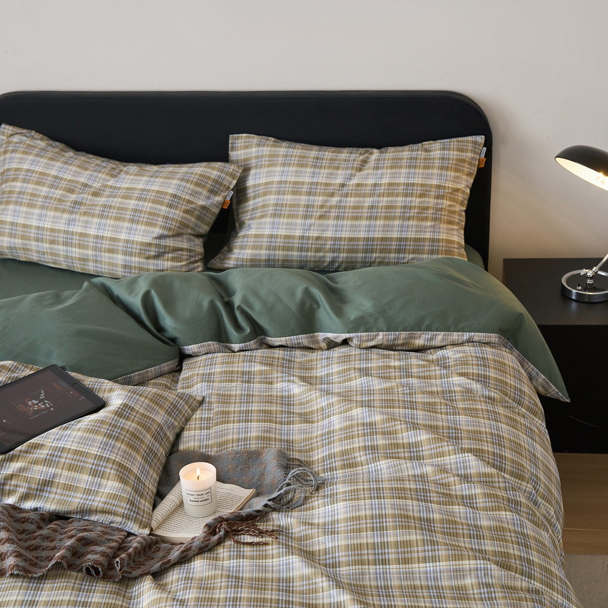 91家纺网 家纺一手货源 找家纺 （总）女子家纺 2026新款全棉13070简约格子系列四件套