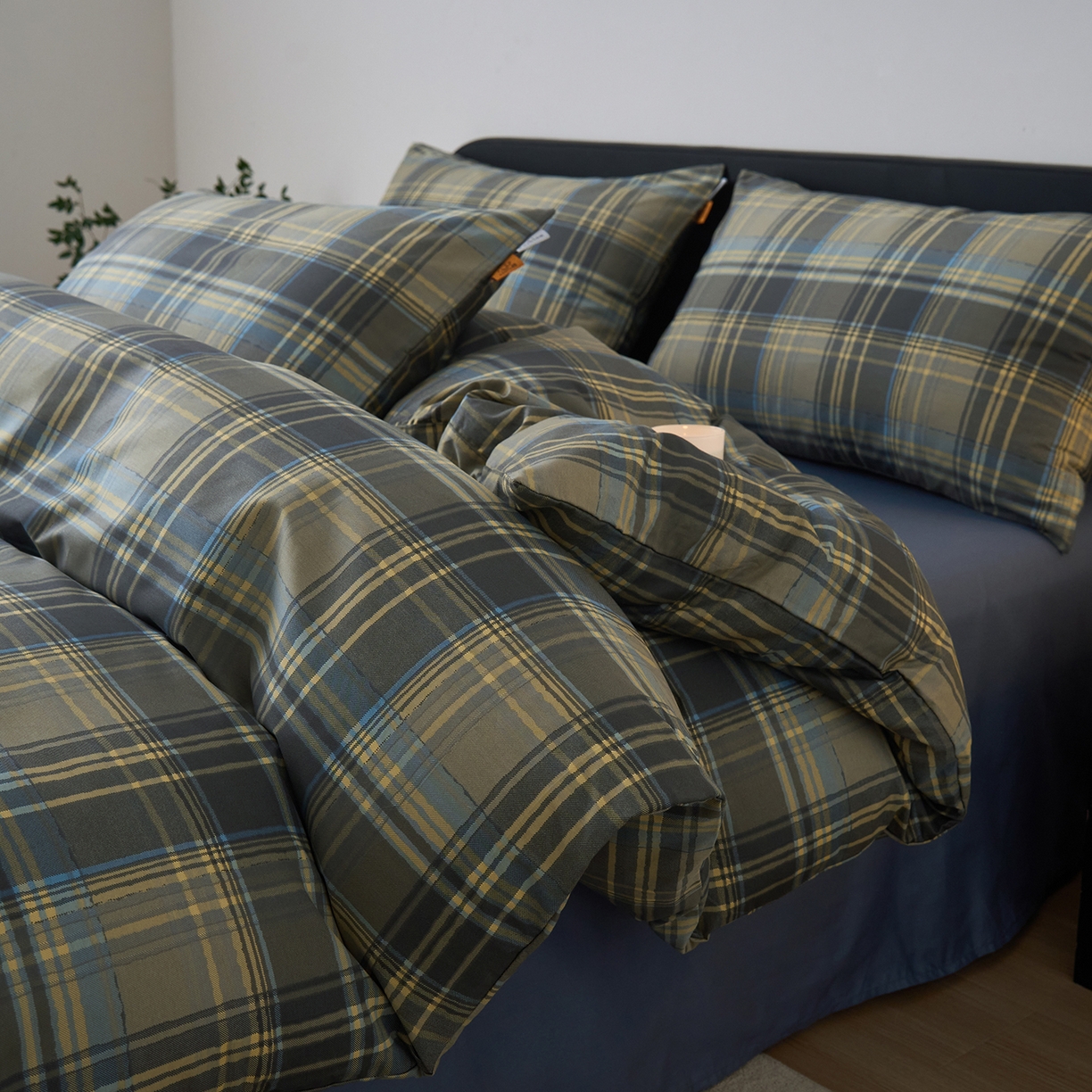 女子家纺 2026新款全棉13070简约格子系列四件套 英伦-青澜