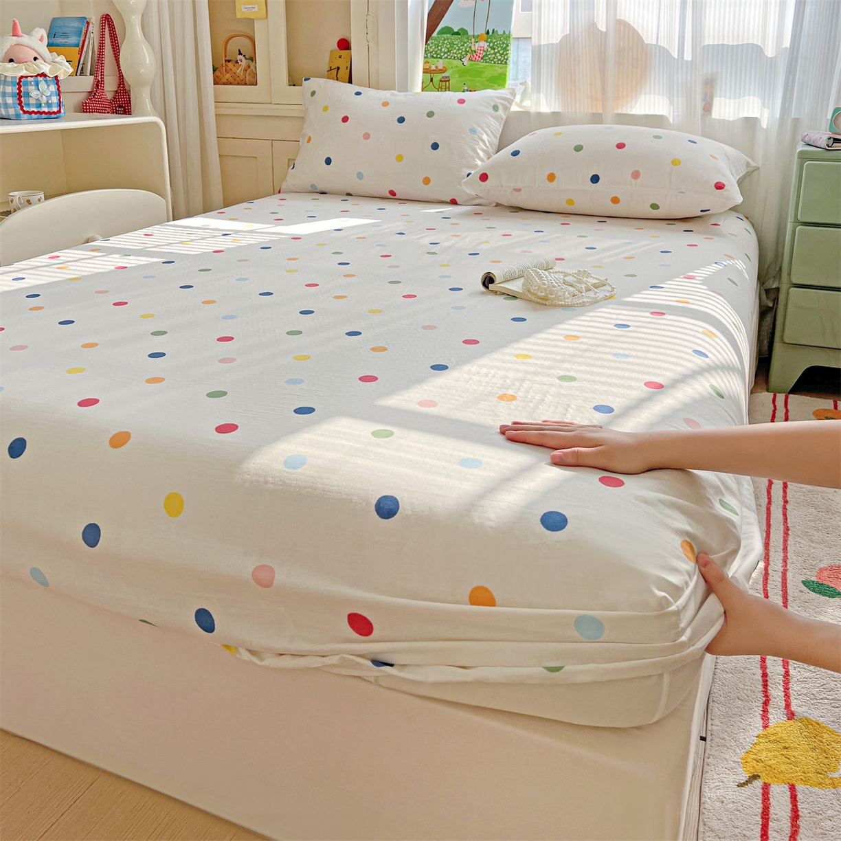 （总）名兮家居 2026新款全棉纯棉A类卡通时尚风双层纱床笠单品床笠床笠单件