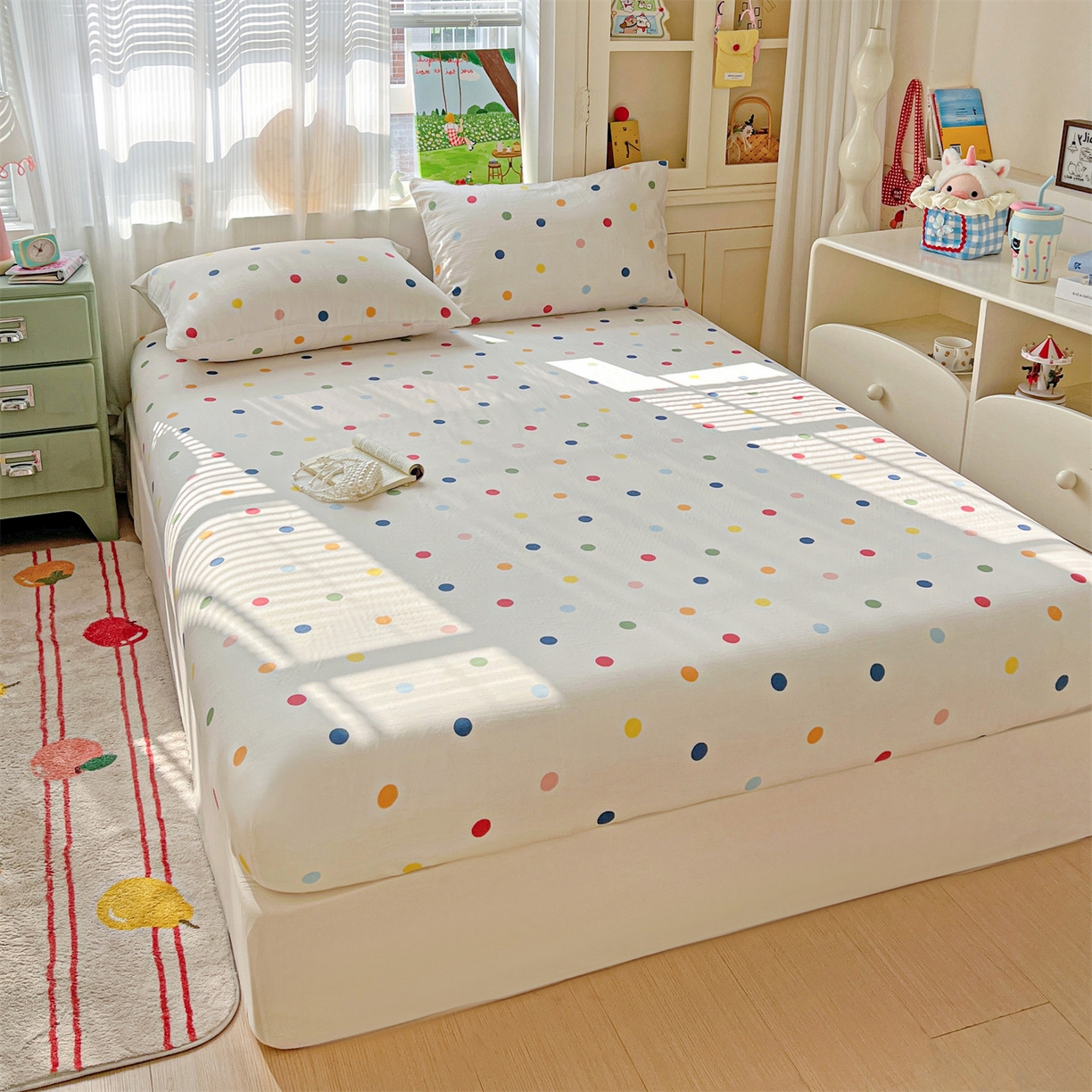 91家纺网 家纺一手货源 找家纺 （总）名兮家居 2026新款全棉纯棉A类卡通时尚风双层纱床笠单品床笠床笠单件