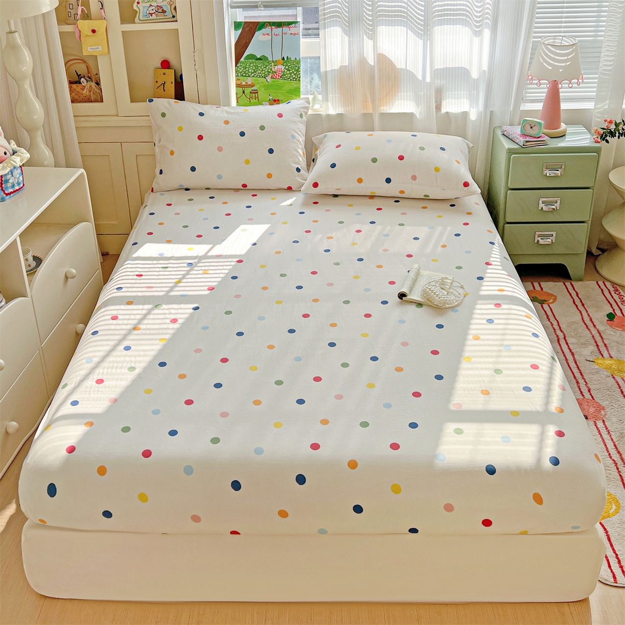 91家纺网 家纺一手货源 找家纺 （总）名兮家居 2026新款全棉纯棉A类卡通时尚风双层纱床笠单品床笠床笠单件