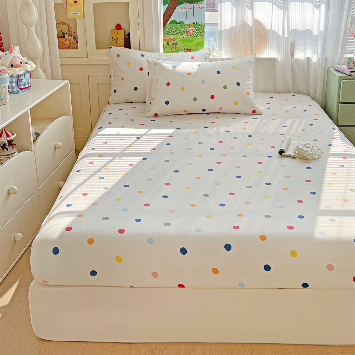 91家纺网 家纺一手货源 找家纺 （总）名兮家居 2026新款全棉纯棉A类卡通时尚风双层纱床笠单品床笠床笠单件