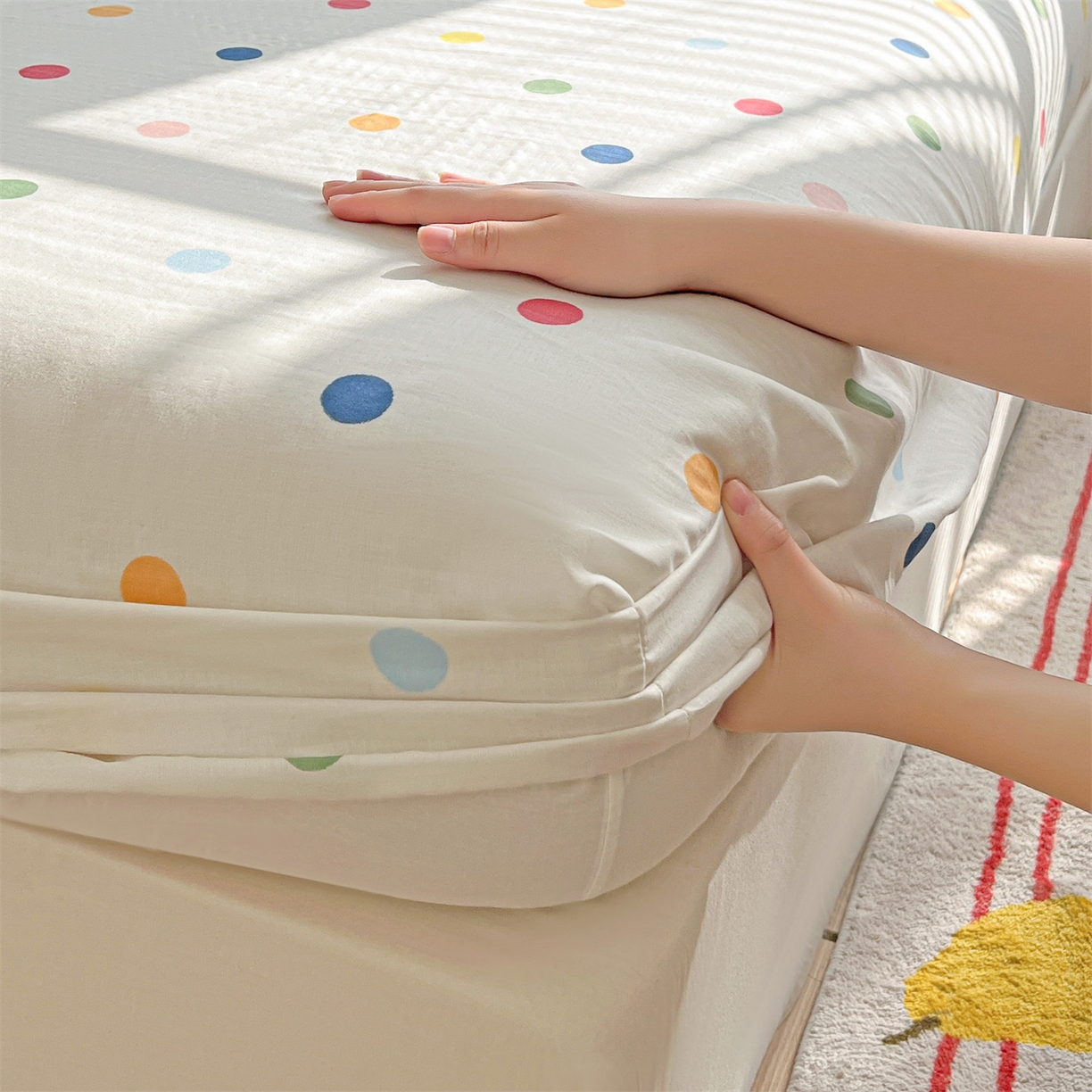 91家纺网 家纺一手货源 找家纺 （总）名兮家居 2026新款全棉纯棉A类卡通时尚风双层纱床笠单品床笠床笠单件