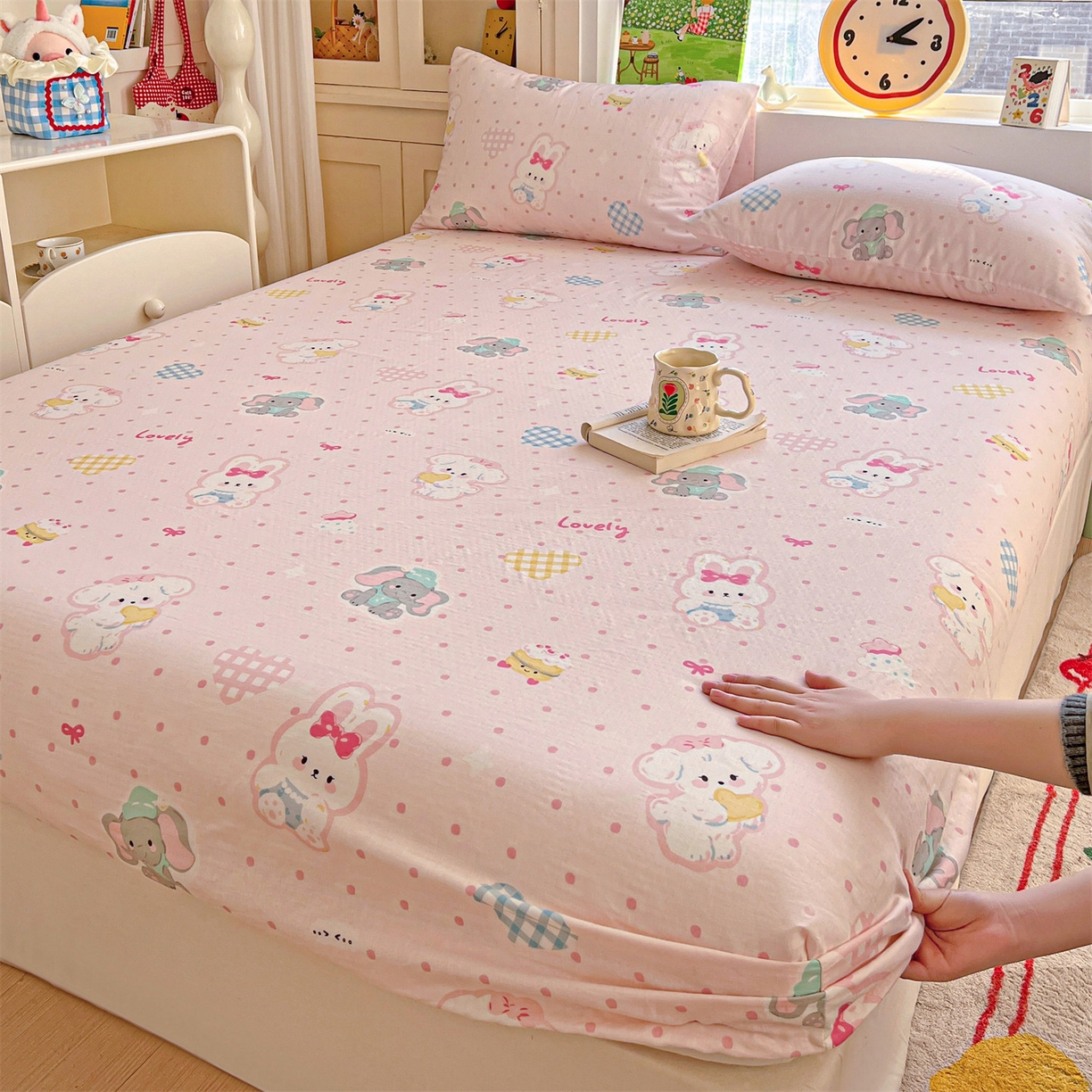 91家纺网 家纺一手货源 找家纺 （总）名兮家居 2026新款全棉纯棉A类卡通时尚风双层纱床笠单品床笠床笠单件