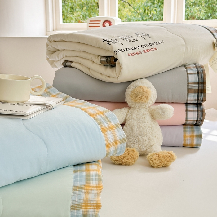 91家纺网 家纺一手货源 找家纺 蓝雀翎 2026新款水洗棉100%棉花夏被夏凉被空调被包检测 组合图仅供展示不可下单