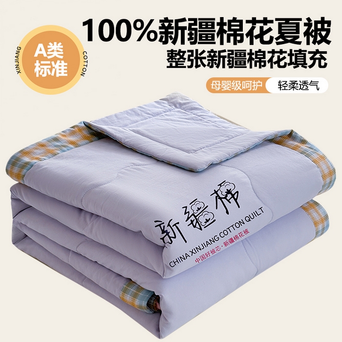 蓝雀翎 2026新款水洗棉100%棉花夏被夏凉被空调被包检测 芋泥紫