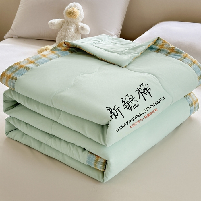 91家纺网 家纺一手货源 找家纺 蓝雀翎 2026新款水洗棉100%棉花夏被夏凉被空调被包检测 湖水绿