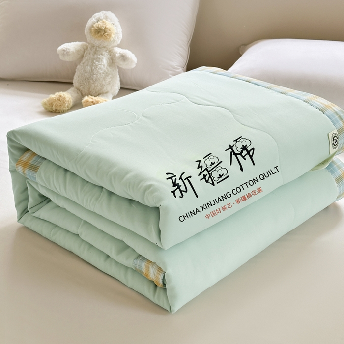 91家纺网 家纺一手货源 找家纺 蓝雀翎 2026新款水洗棉100%棉花夏被夏凉被空调被包检测 湖水绿