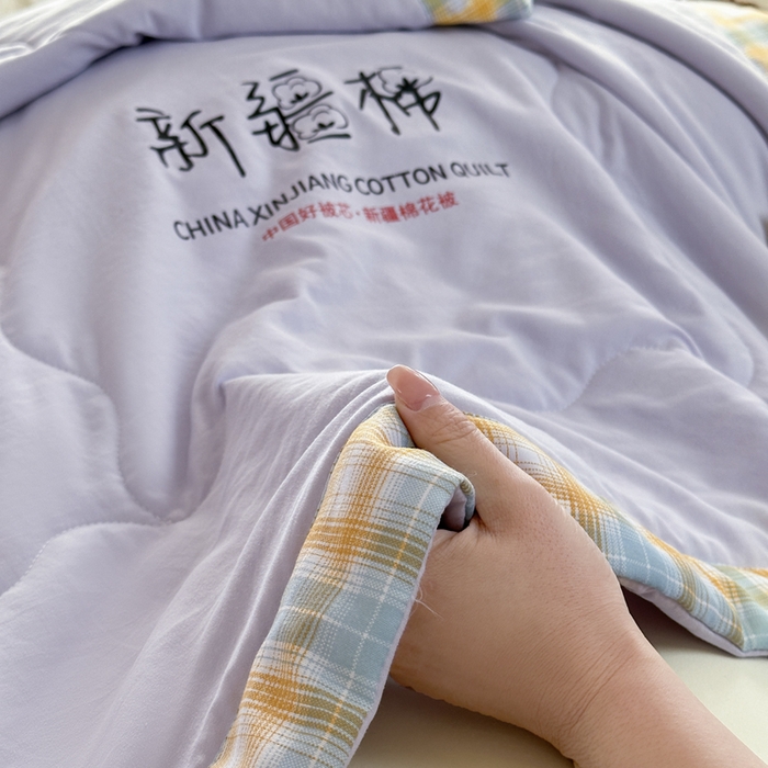 91家纺网 家纺一手货源 找家纺 蓝雀翎 2026新款水洗棉100%棉花夏被夏凉被空调被包检测 芋泥紫
