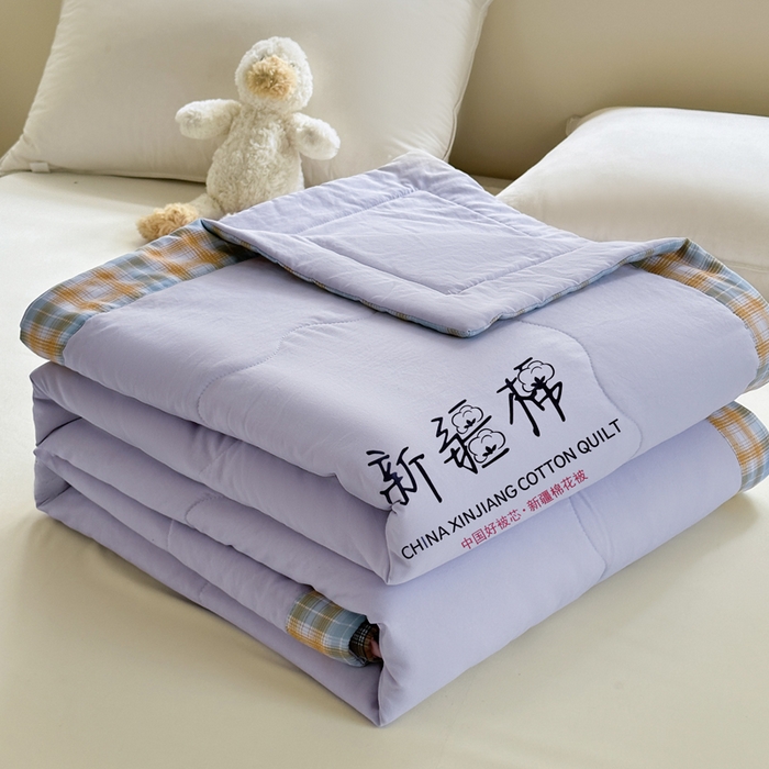 91家纺网 家纺一手货源 找家纺 蓝雀翎 2026新款水洗棉100%棉花夏被夏凉被空调被包检测 芋泥紫