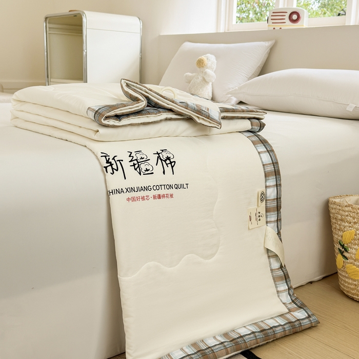 91家纺网 家纺一手货源 找家纺 蓝雀翎 2026新款水洗棉100%棉花夏被夏凉被空调被包检测 本白色