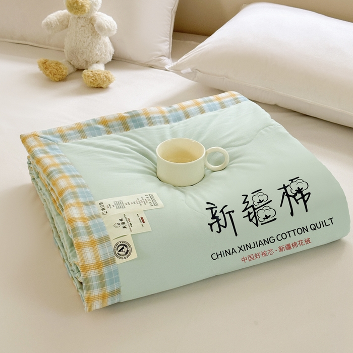 91家纺网 家纺一手货源 找家纺 蓝雀翎 2026新款水洗棉100%棉花夏被夏凉被空调被包检测 湖水绿