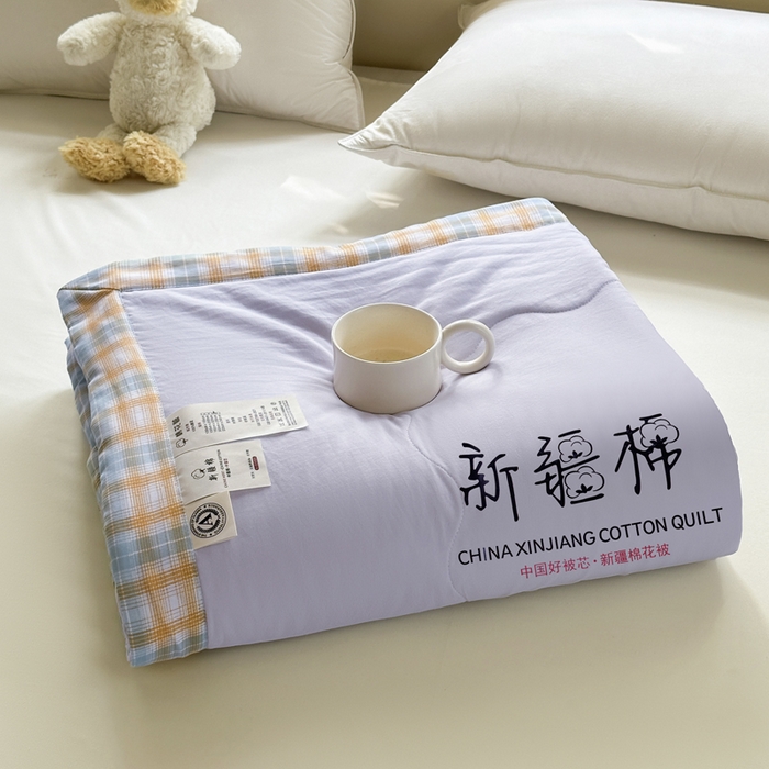 91家纺网 家纺一手货源 找家纺 蓝雀翎 2026新款水洗棉100%棉花夏被夏凉被空调被包检测 芋泥紫