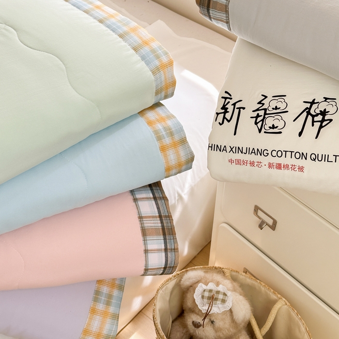 91家纺网 家纺一手货源 找家纺 蓝雀翎 2026新款水洗棉100%棉花夏被夏凉被空调被包检测 组合图仅供展示不可下单
