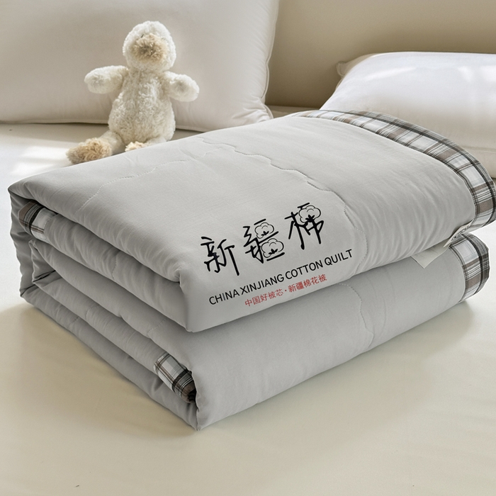 91家纺网 家纺一手货源 找家纺 蓝雀翎 2026新款水洗棉100%棉花夏被夏凉被空调被包检测 浅灰色