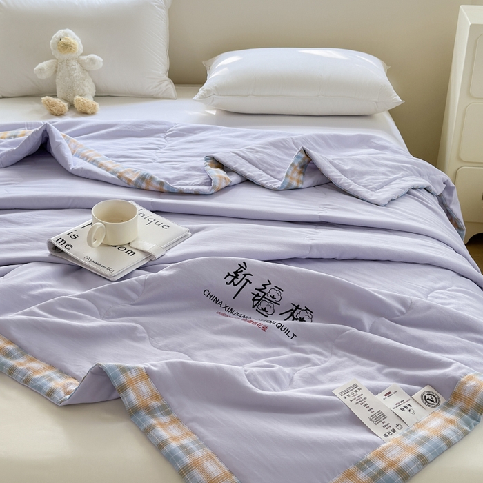 91家纺网 家纺一手货源 找家纺 蓝雀翎 2026新款水洗棉100%棉花夏被夏凉被空调被包检测 芋泥紫
