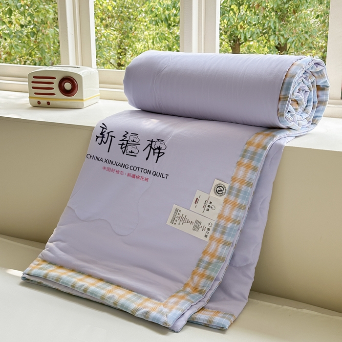 91家纺网 家纺一手货源 找家纺 蓝雀翎 2026新款水洗棉100%棉花夏被夏凉被空调被包检测 芋泥紫