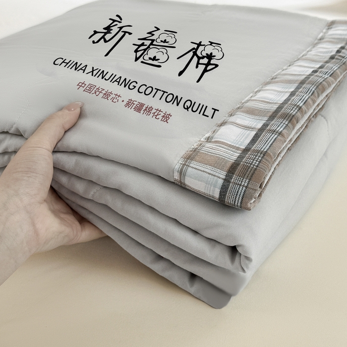 91家纺网 家纺一手货源 找家纺 蓝雀翎 2026新款水洗棉100%棉花夏被夏凉被空调被包检测 浅灰色