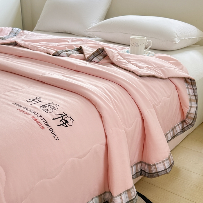 91家纺网 家纺一手货源 找家纺 蓝雀翎 2026新款水洗棉100%棉花夏被夏凉被空调被包检测 粉玉色