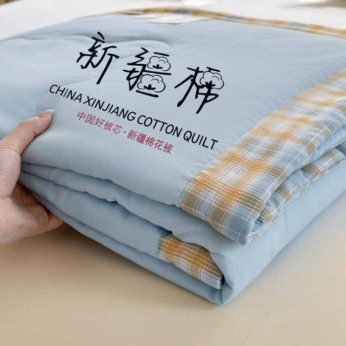 91家纺网 家纺一手货源 找家纺 蓝雀翎 2026新款水洗棉100%棉花夏被夏凉被空调被包检测 天蓝色
