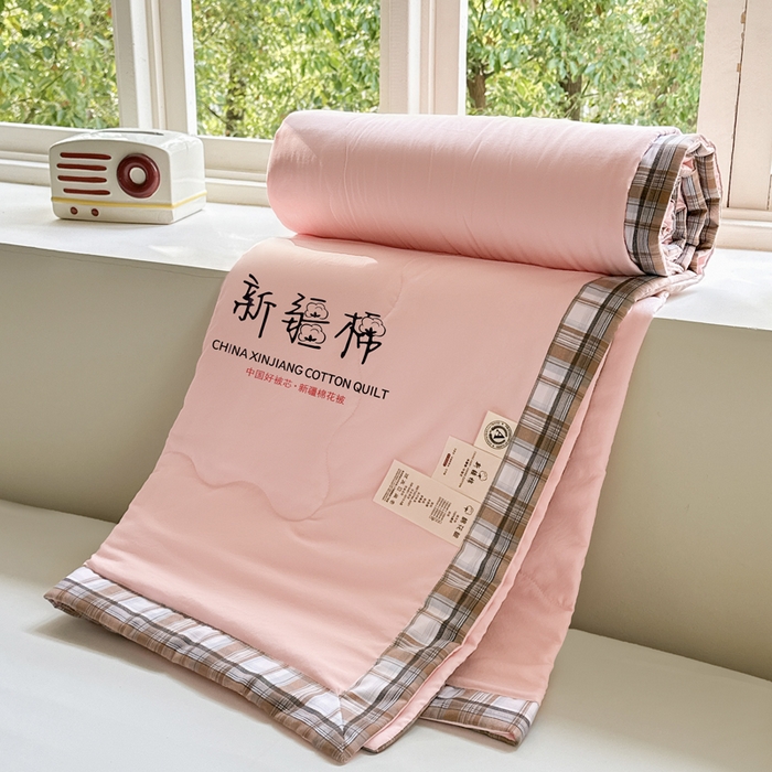 91家纺网 家纺一手货源 找家纺 蓝雀翎 2026新款水洗棉100%棉花夏被夏凉被空调被包检测 粉玉色