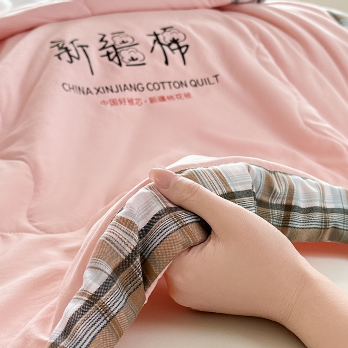 91家纺网 家纺一手货源 找家纺 蓝雀翎 2026新款水洗棉100%棉花夏被夏凉被空调被包检测 粉玉色