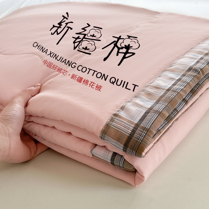 91家纺网 家纺一手货源 找家纺 蓝雀翎 2026新款水洗棉100%棉花夏被夏凉被空调被包检测 粉玉色