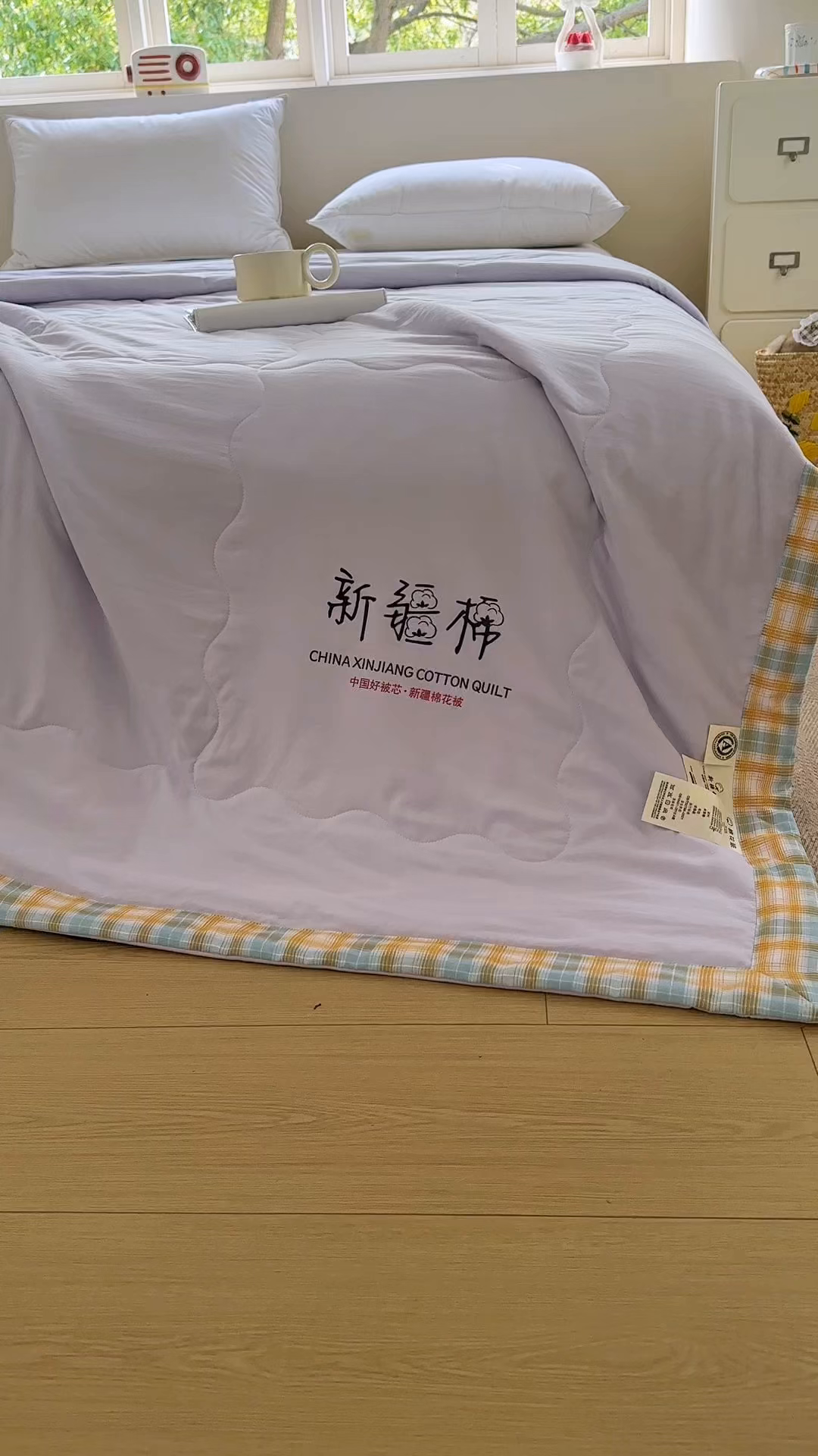 91家纺网 家纺一手货源 找家纺 蓝雀翎 2026新款水洗棉100%棉花夏被夏凉被空调被包检测 芋泥紫