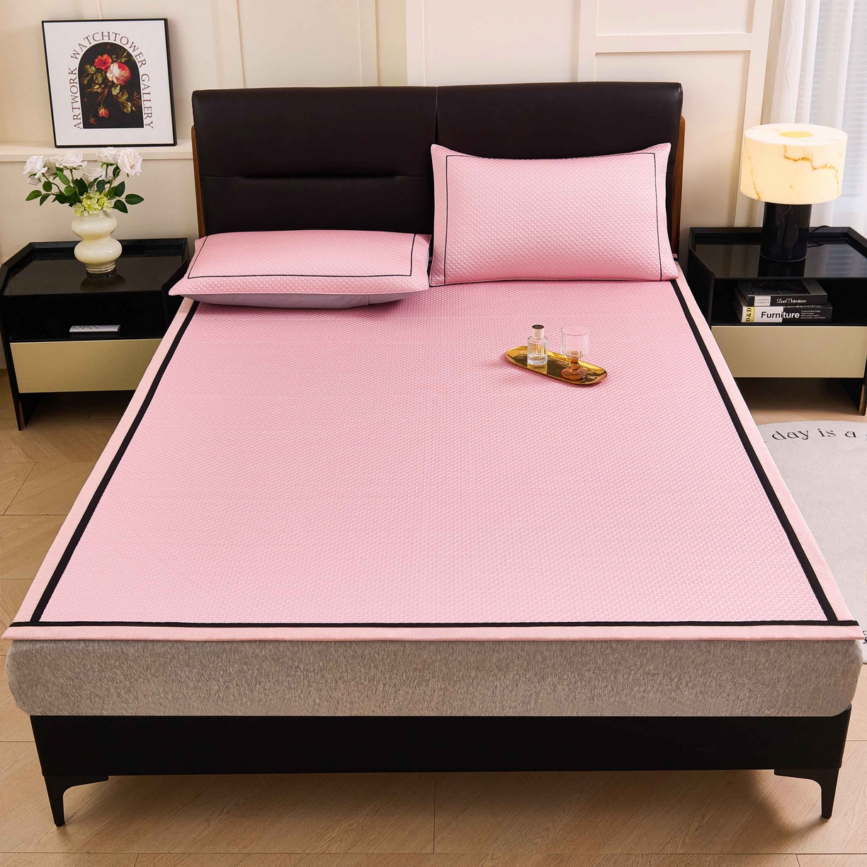 91家纺网 家纺一手货源 找家纺 （总）梵克保罗 2026春夏新款凉感豆豆席极简织带平席款凉席极简贴边款